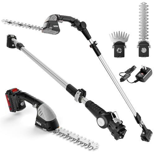 MZK 3-in-1 Pole Mini Hedge Trimmer with 20V Power and 17ft Reach
