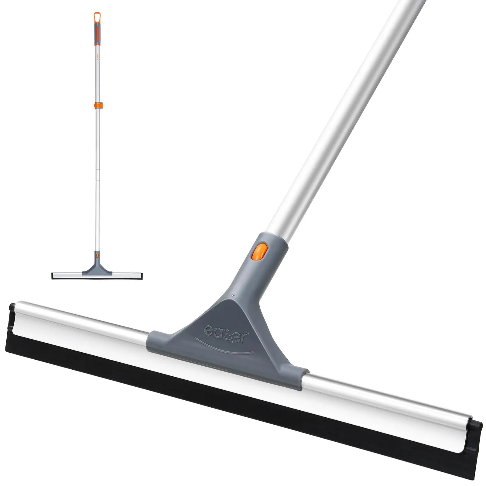 Eazer Heavy Duty Floor Squeegee Broom with Extendable 50.3'' Aluminum Pole and Rubber Blade for Efficient Cleaning of Kitchens, Swimming Pools, Concrete Floors, Showers, Tiles, Garages, Windows, Glass, and Pet Hair Removal