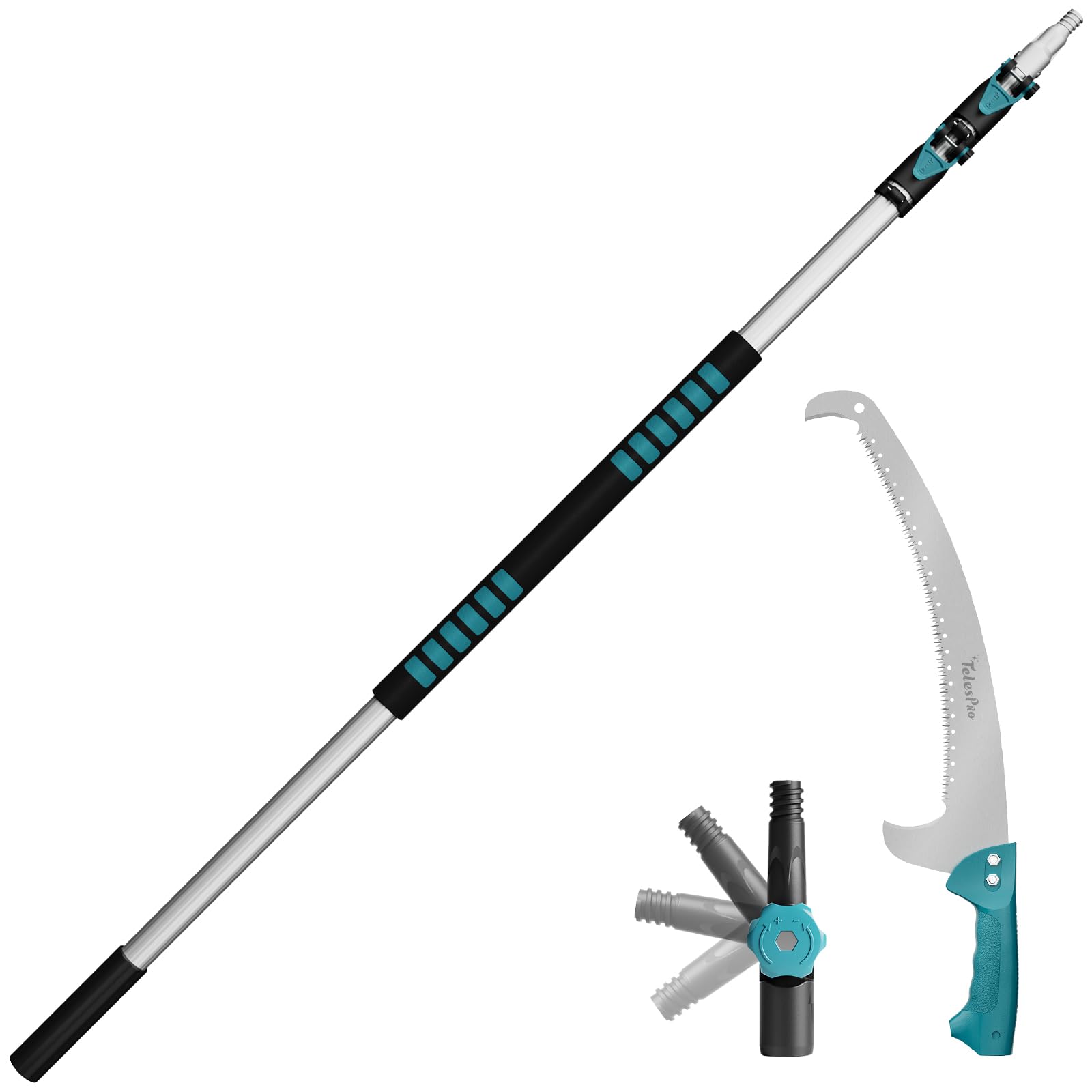 TelesPro Telescoping Extension Pole with Pruning Saw for Effortless Tree Trimming 5-12FT
