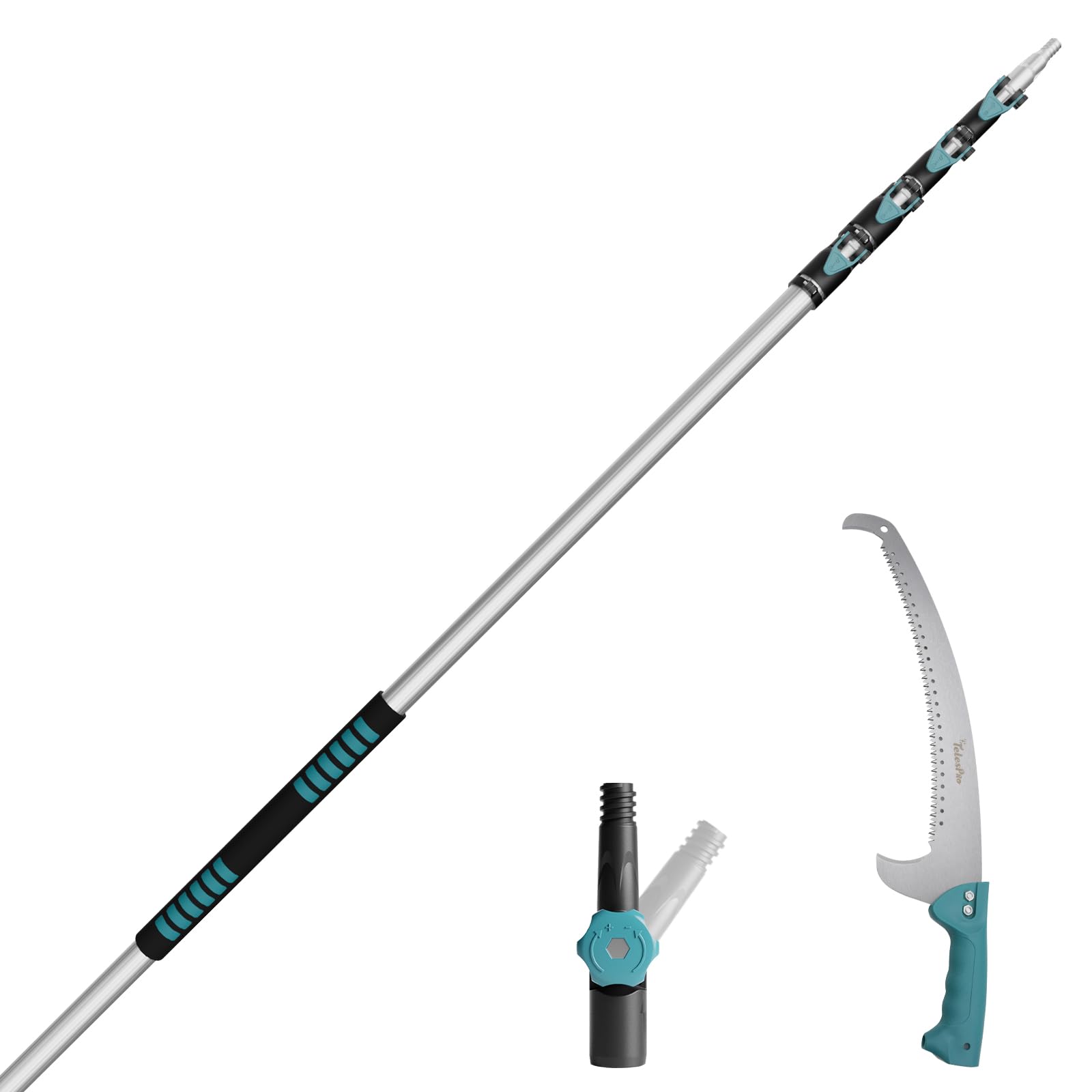 Telespro Telescoping Extension Pole with Pruning Saw for Effortless Tree Trimming 7-30FT