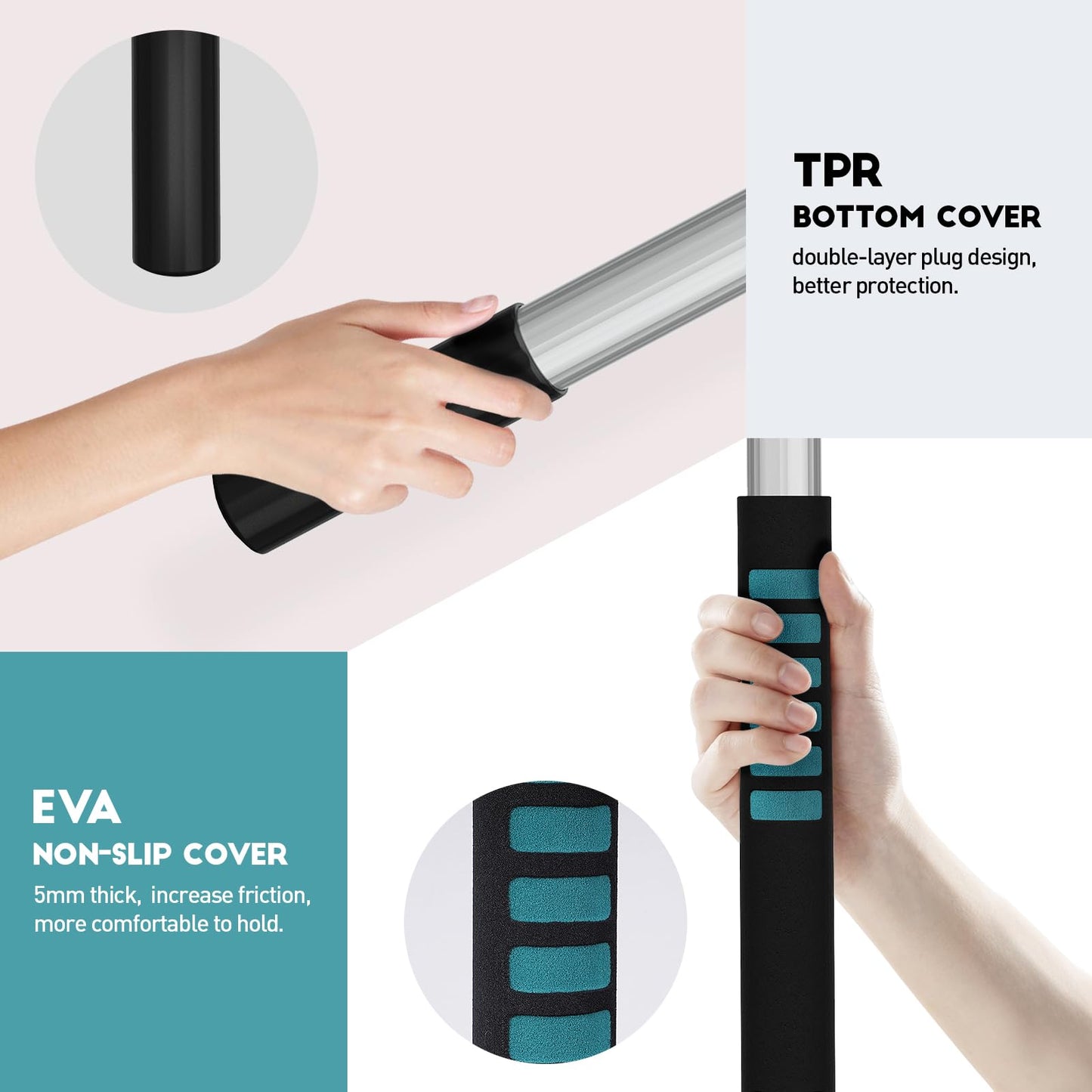 TelesPro 20 Feet Reach Window Squeegee with 5-12Ft Extension Pole, 3-Stage Telescoping Window Cleaner Tool, Rotatable Head Window Cleaning Kit with 2 Squeegees & 2 Microfibre Cloths