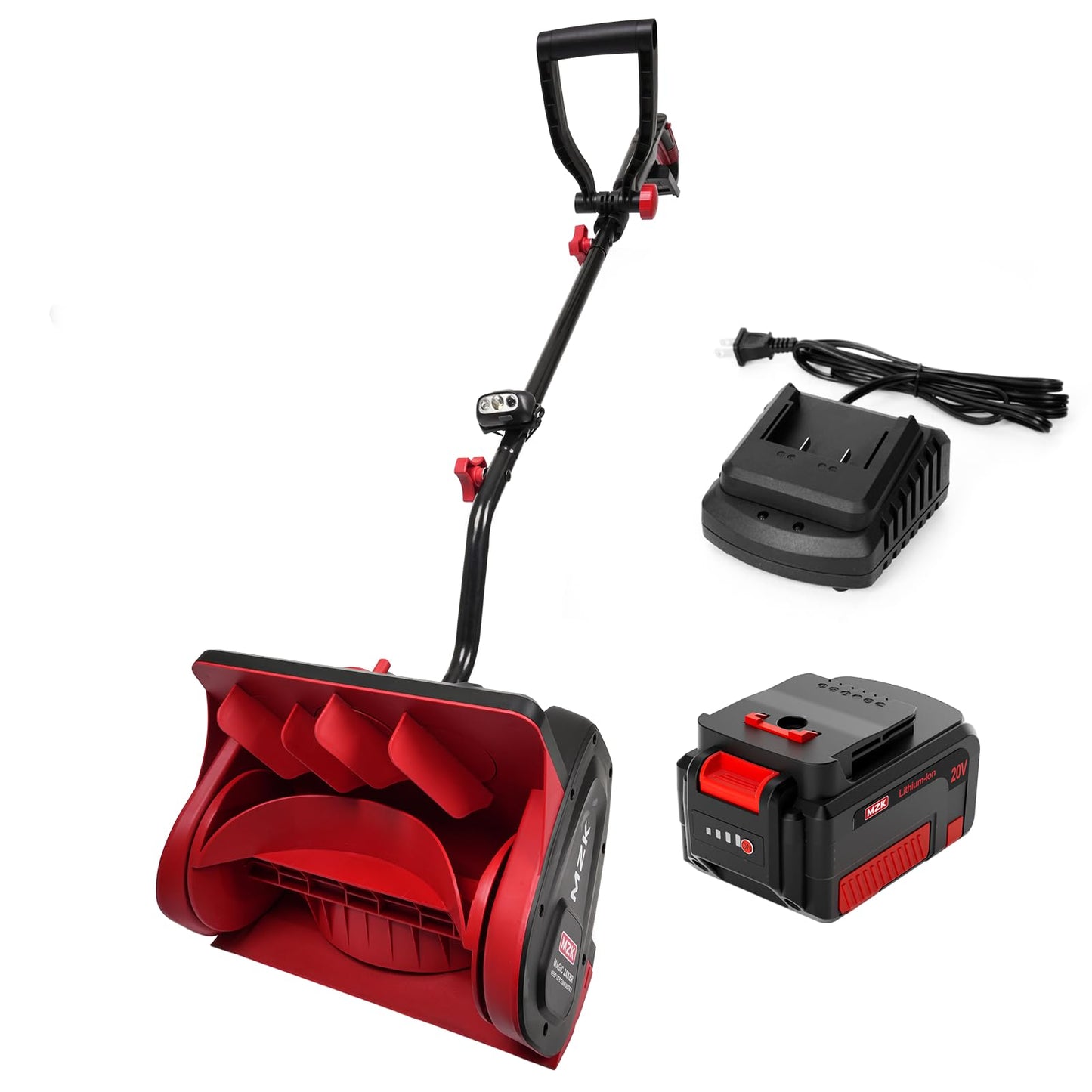 MZK Cordless Snow Shovel - 20V 14-Inch Battery Snow Blower with Directional Plate & Adjustable Front Handle, Includes 4.0Ah Li-ion Battery & Fast Charger