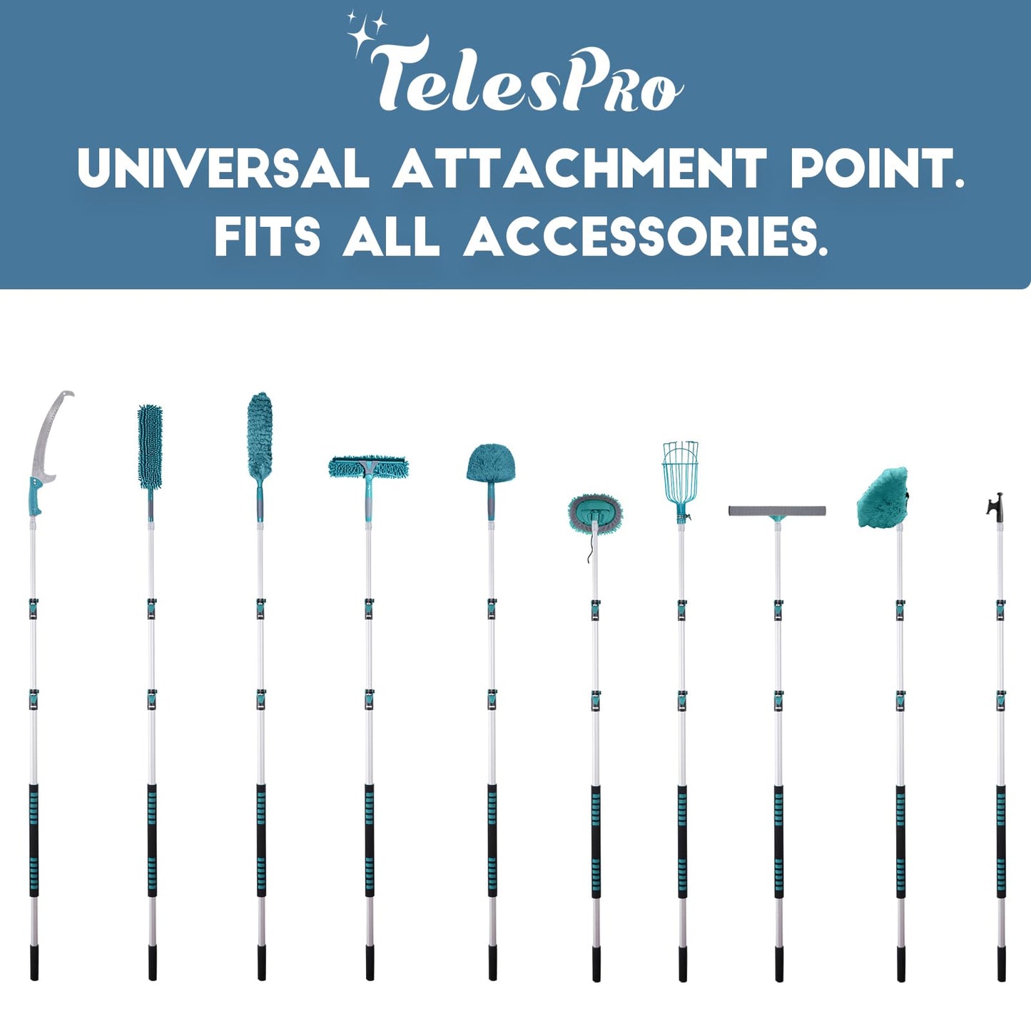 TelesPro Telescoping Extension Pole with Boat Hook 5-12FT for Easy Reach and Handling