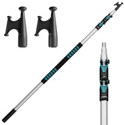 TelesPro Telescopic Aluminum Pole with Boat Hook - 5-12FT 3-Stage with Dual Nylon Heads