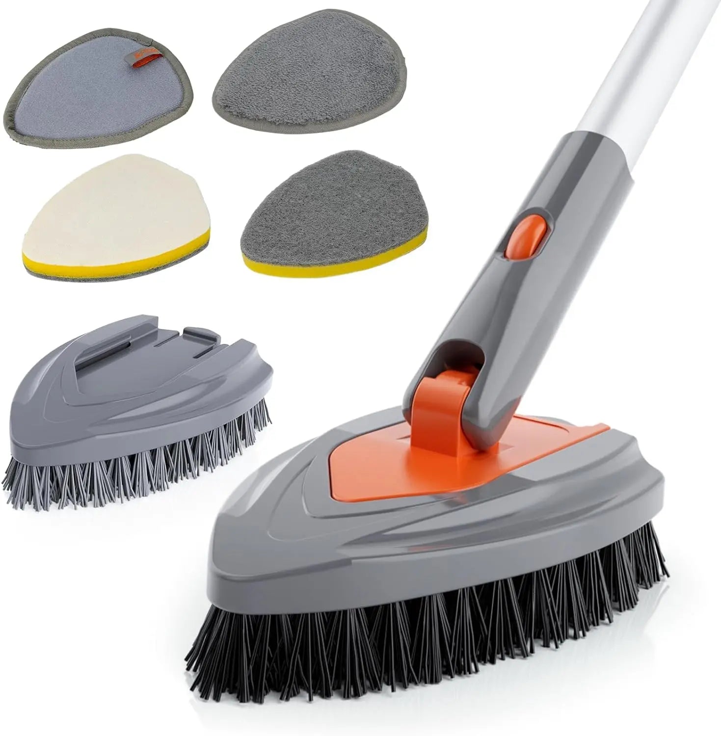 Eazer Long Handle Tub Scrubber - 4-in-1 Versatile Bathroom Cleaning Brush for Shower and Tub Efficient Cleaning