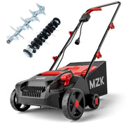 MZK 13-Inch 2-in-1 Electric Dethatcher and Scarifier with Removable 4-Position Height Adjustment and 8-Gallon Thatch Collection Bag for Optimal Lawn Health