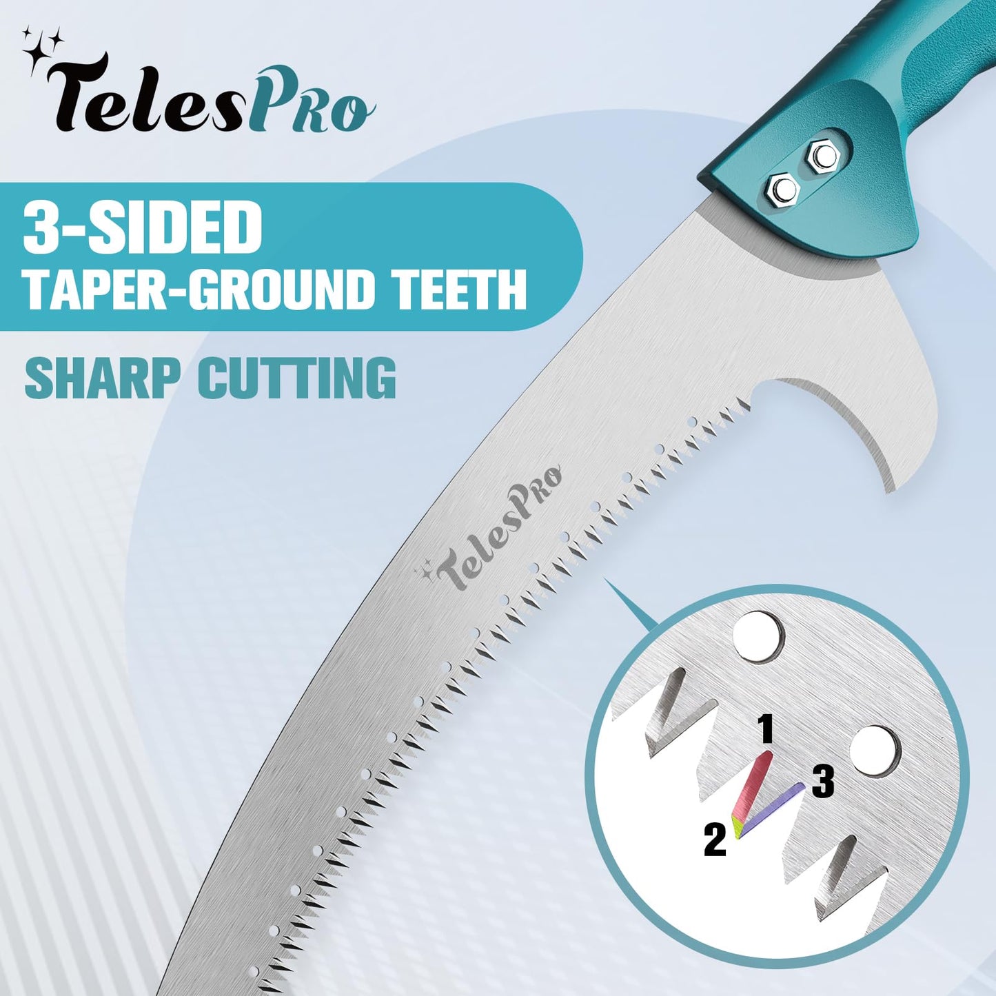 TelesPro 16-Inch Handheld Pruning Saw for Effortless Tree Trimming - Compatible with US Acme Thread Poles