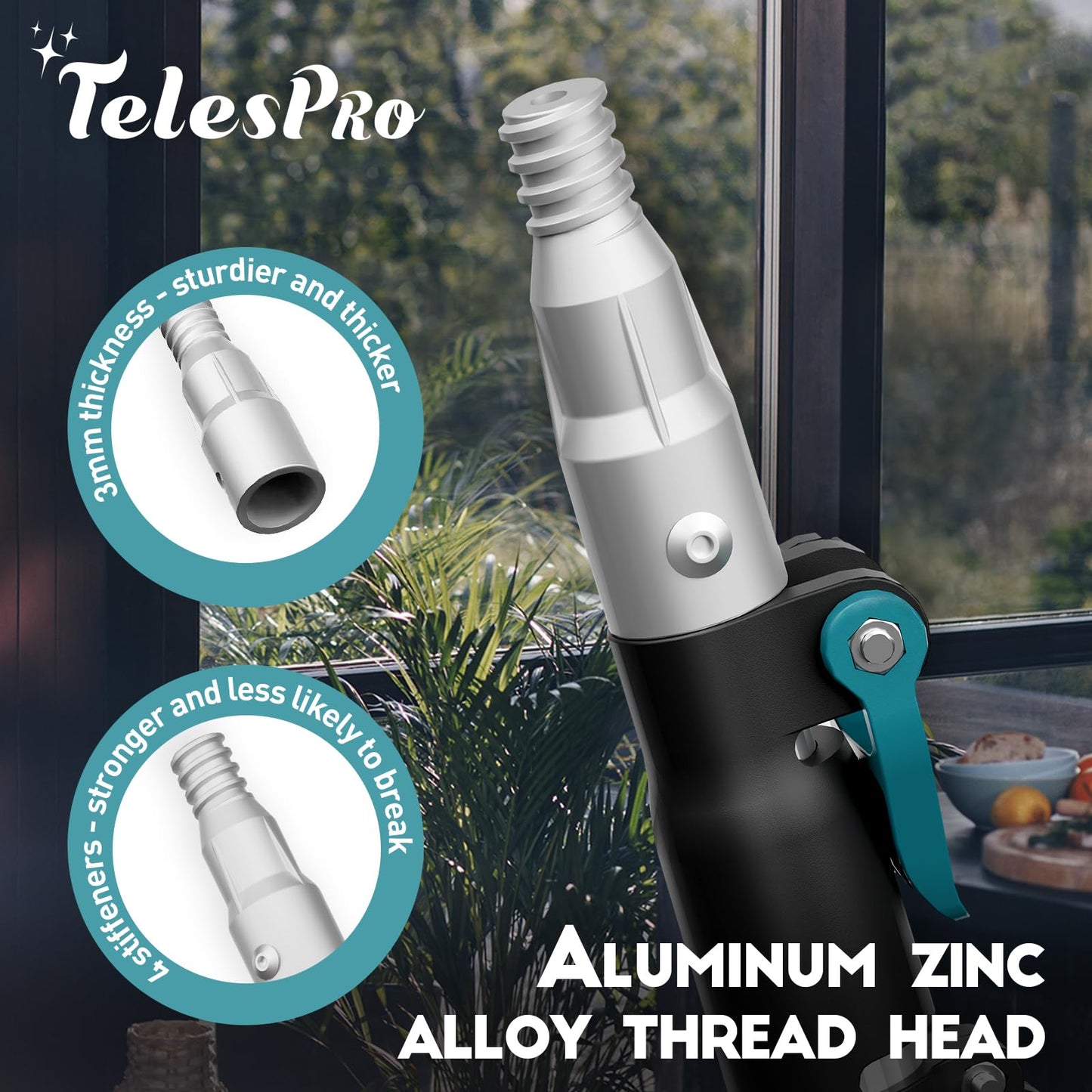 TelesPro 12FT Car Wash Brush Kit - Long Handle Soft Brush, Tire Brush, Window Squeegee, Microfiber Head & Mitt for Cars, Trucks, SUVs, RVs, and Home Cleaning