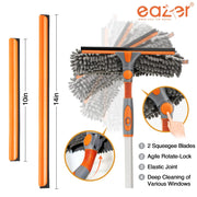 Eazer 2-in-1 Window Cleaner Tool Kit with 89'' Rotatable Squeegee, Extension Pole, and Bendable Head for Indoor/Outdoor Use and Car Glass