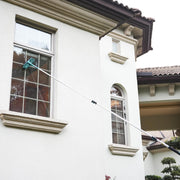 TelesPro 20 Feet Reach Window Squeegee with 5-12Ft Extension Pole, 3-Stage Telescoping Window Cleaner Tool, Rotatable Head Window Cleaning Kit with 2 Squeegees & 2 Microfibre Cloths