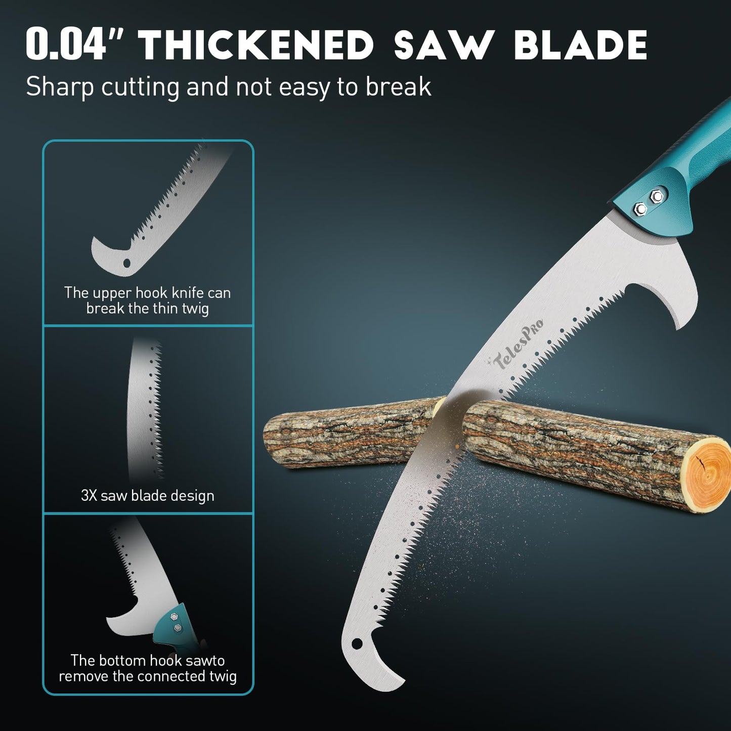 TelesPro 16-Inch Handheld Pruning Saw for Effortless Tree Trimming - Compatible with US Acme Thread Poles