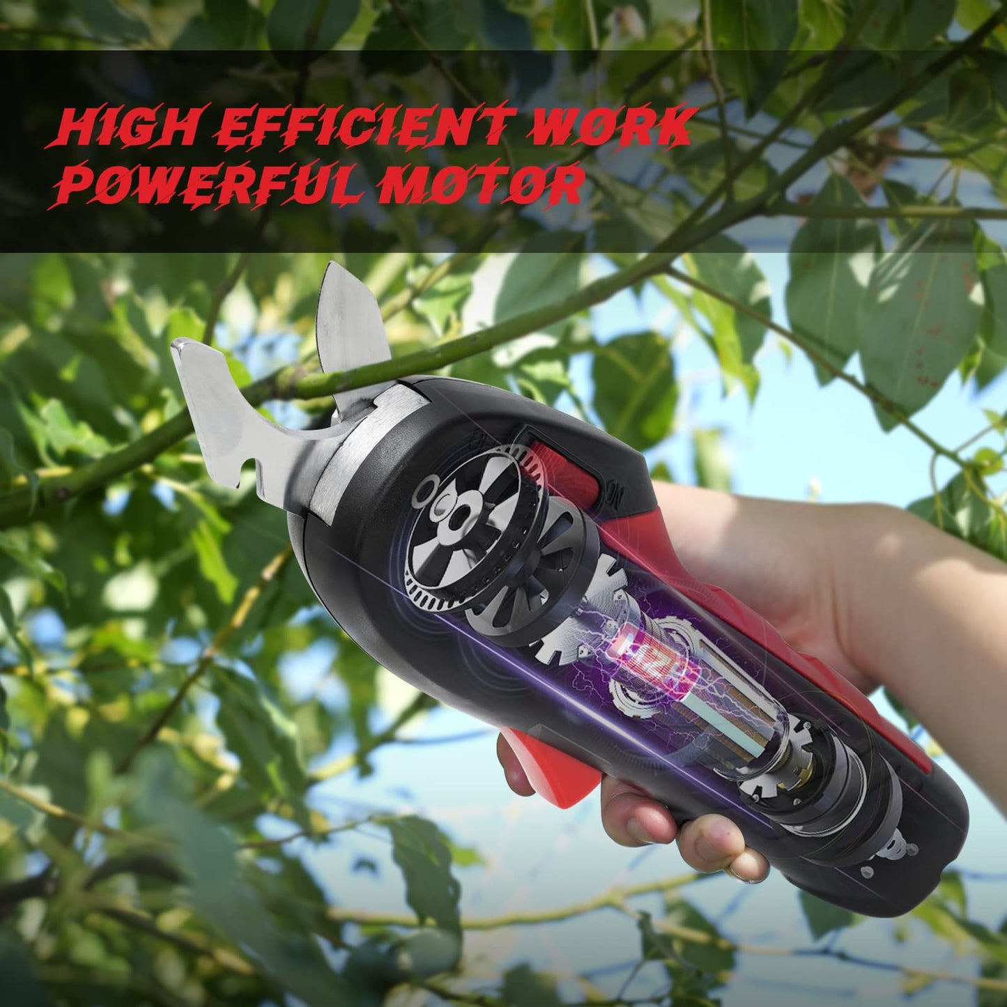 MZK Professional Cordless Electric Pruning Shears - 7.2V Battery-Powered Trimmers for Tree Branches and Flowering Bushes with Safety Protection, Max Cutting Diameter 16mm (0.63inch)