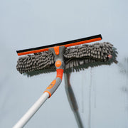 Eazer Window Squeegee and Scrubber Combo Tool Kit - 10.5/14-Inch Adjustable Head with Rubber Squeegee, Chenille and Microfiber Cloth - Pole Not Included