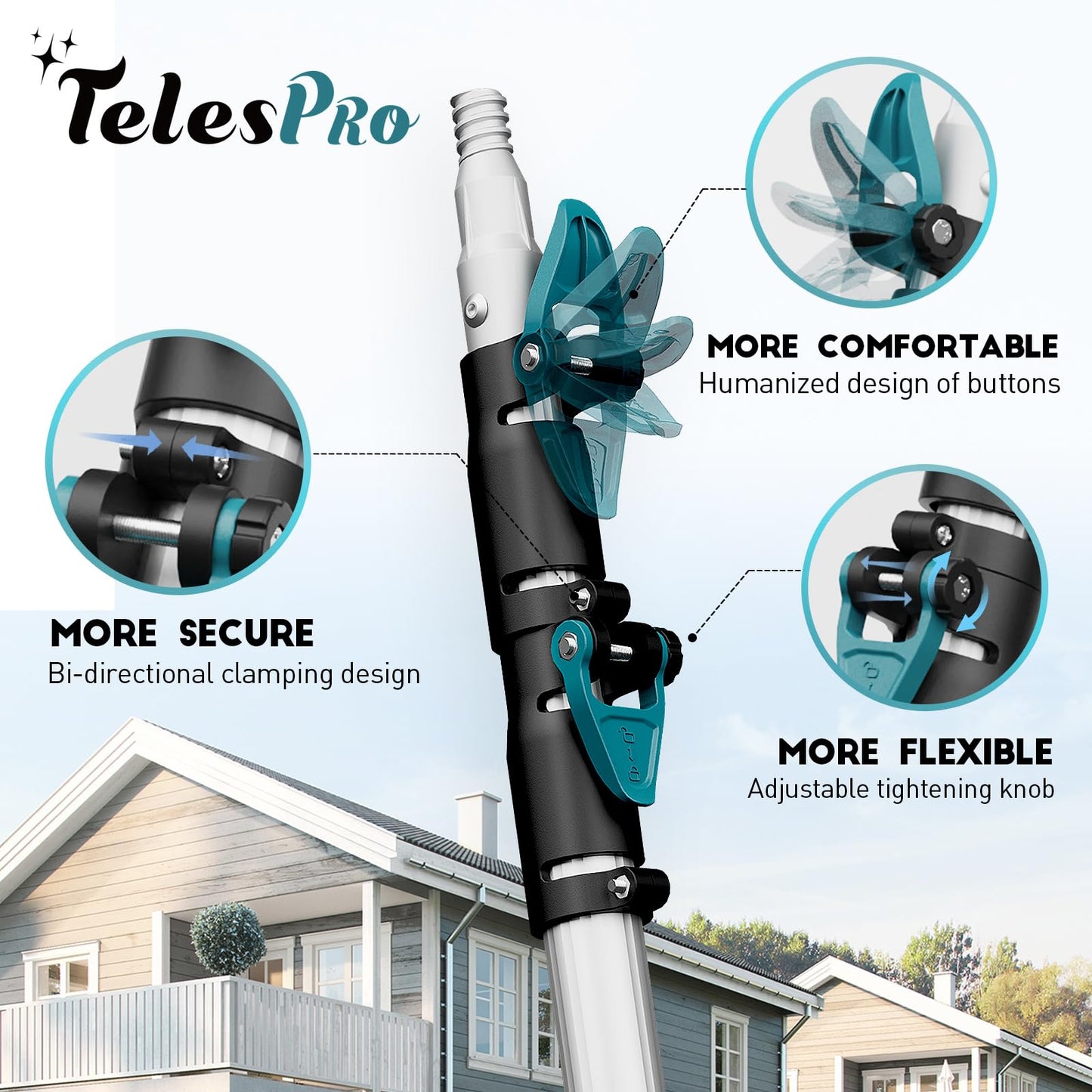 TelesPro Telescoping Extension Pole with Pruning Saw for Effortless Tree Trimming 5-12FT