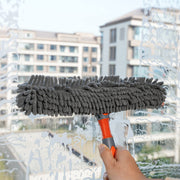 Eazer Window Squeegee and Scrubber Combo Tool Kit - 10.5/14-Inch Adjustable Head with Rubber Squeegee, Chenille and Microfiber Cloth - Pole Not Included