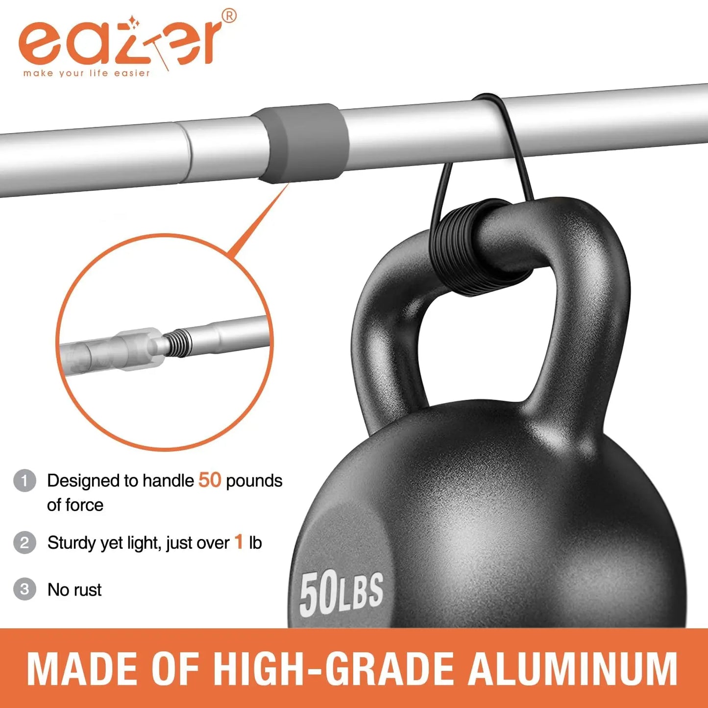 Eazer 2-in-1 Window Cleaner Tool with 64'' Squeegee and Telescopic Pole - Rotatable Bendable Head Window Washing Kit