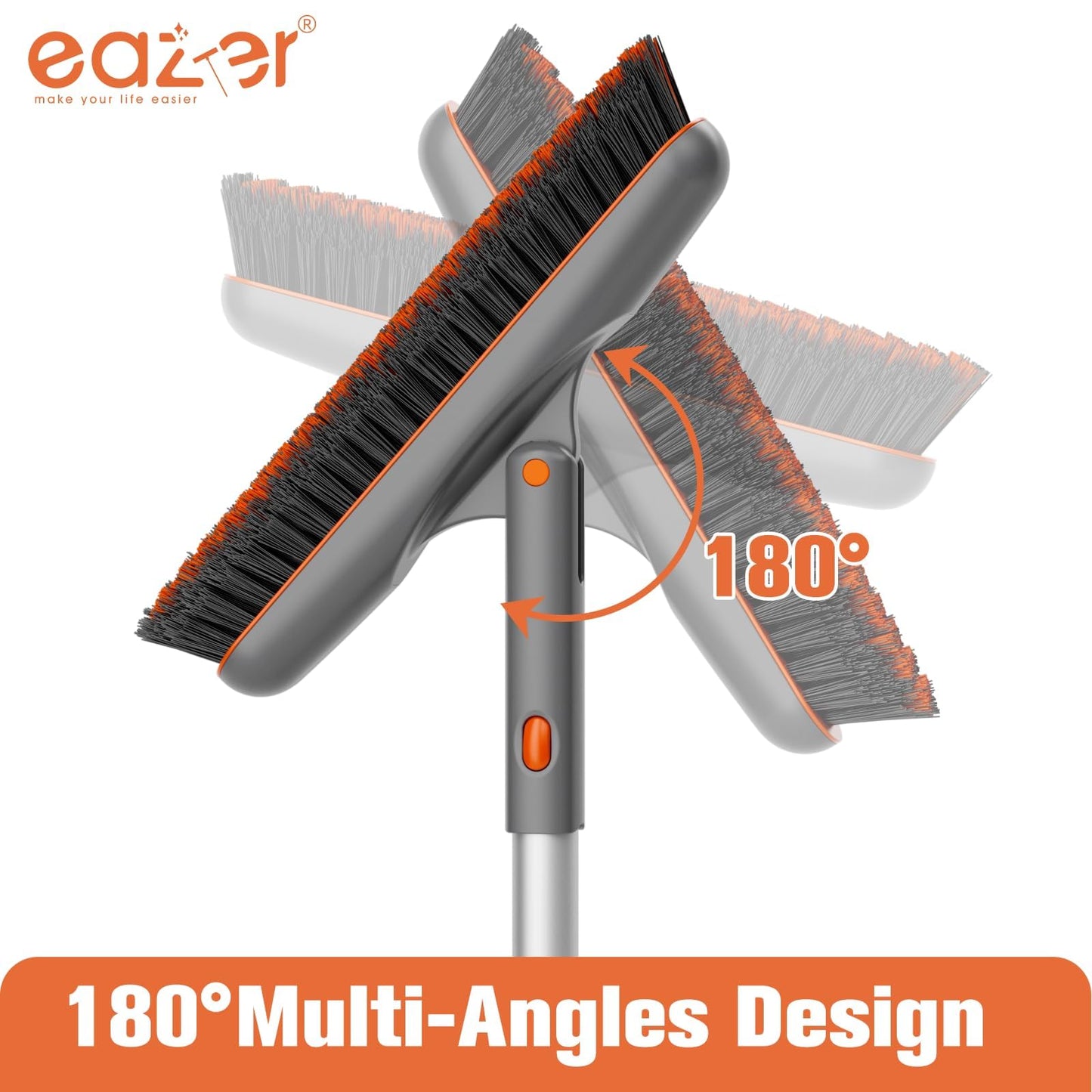 Eazer Grout Brush with Long Handle - 180° Rotation Tile Grout Cleaning Brush for Bathroom Tile Floors
