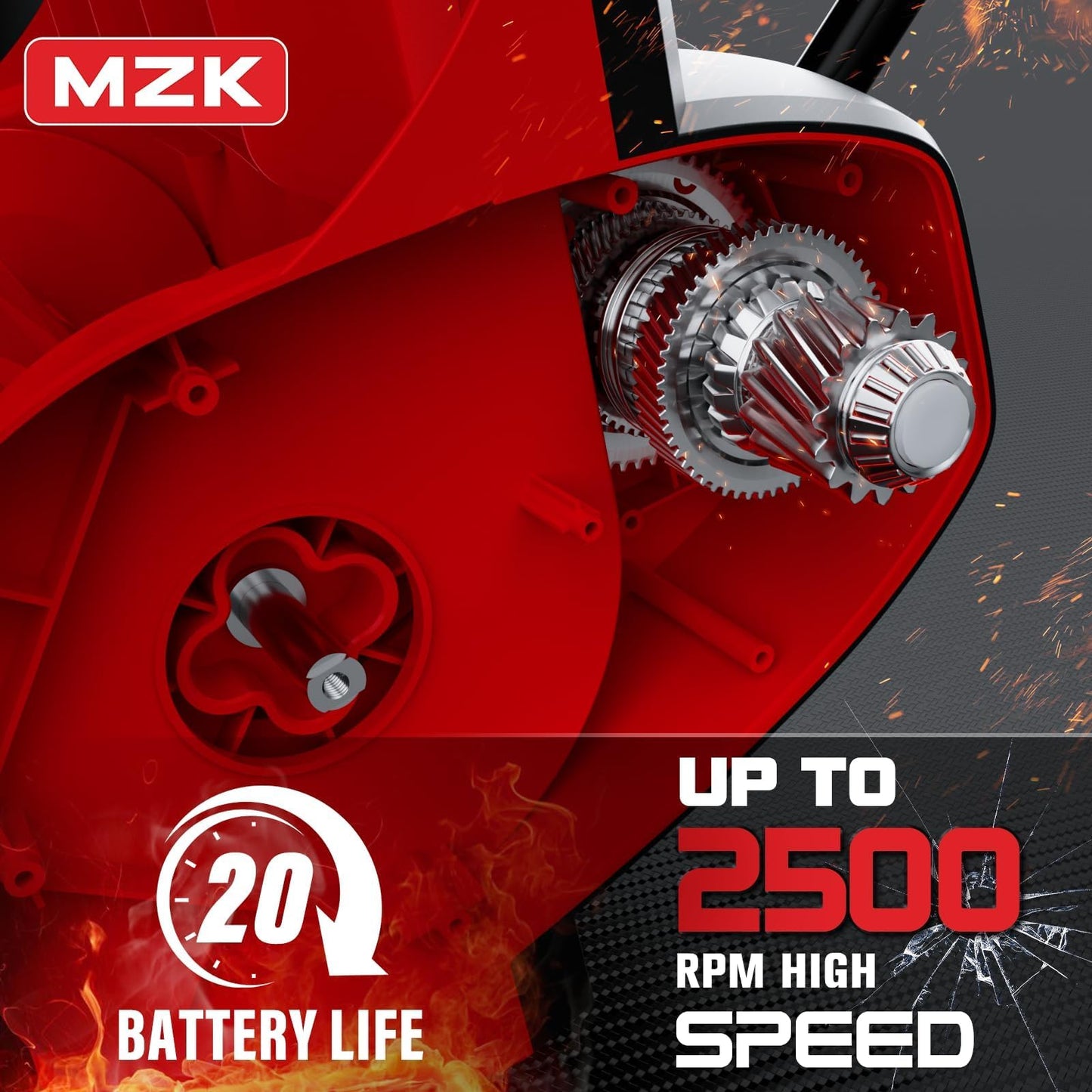 MZK Cordless Snow Shovel - 20V 14-Inch Battery Snow Blower with Directional Plate & Adjustable Front Handle, Includes 4.0Ah Li-ion Battery & Fast Charger