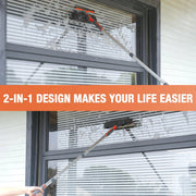 Eazer 2-in-1 Window Cleaner Tool Kit with 89'' Rotatable Squeegee, Extension Pole, and Bendable Head for Indoor/Outdoor Use and Car Glass
