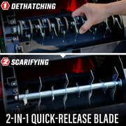 MZK 15-Inch 2-in-1 Electric Dethatcher and Scarifier with Removable 5-Position Height Adjustment and 12-Gallon Thatch Collection Bag for Healthy Lawns (DS15A06)