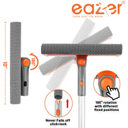 Eazer 46'' Professional Window Cleaner Tool - 2-in-1 Rotatable Squeegee with Adjustable Extension Pole for Effortless Window and Shower Cleaning