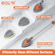 Eazer Long Handle Tub Scrubber - 4-in-1 Versatile Bathroom Cleaning Brush for Shower and Tub Efficient Cleaning