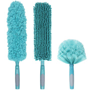 TelesPro 3-Piece Duster Attachment Set | Essential House Cleaning Kit with Cobweb Duster, Chenille Ceiling Fan Duster, Microfiber Feather Duster | Fits Standard US Acme Thread Poles