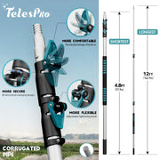 TelesPro 20 Foot High Reach Duster Kit - Complete Window Cleaning Kit with 5-12FT Telescopic Pole, Cobweb Duster, Fan Duster, and Squeegee
