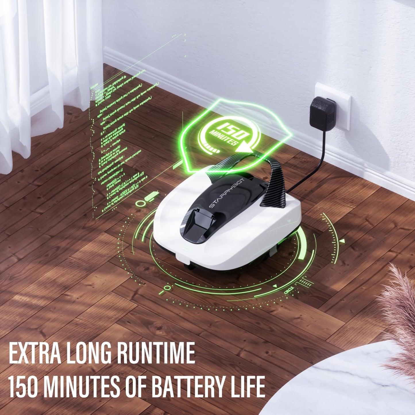 Starrybot Cordless Robotic Pool Cleaner - Self-Parking, 150Mins Runtime for Pools Up to 900 Sq.Ft, Perfect for Above-Ground Pools