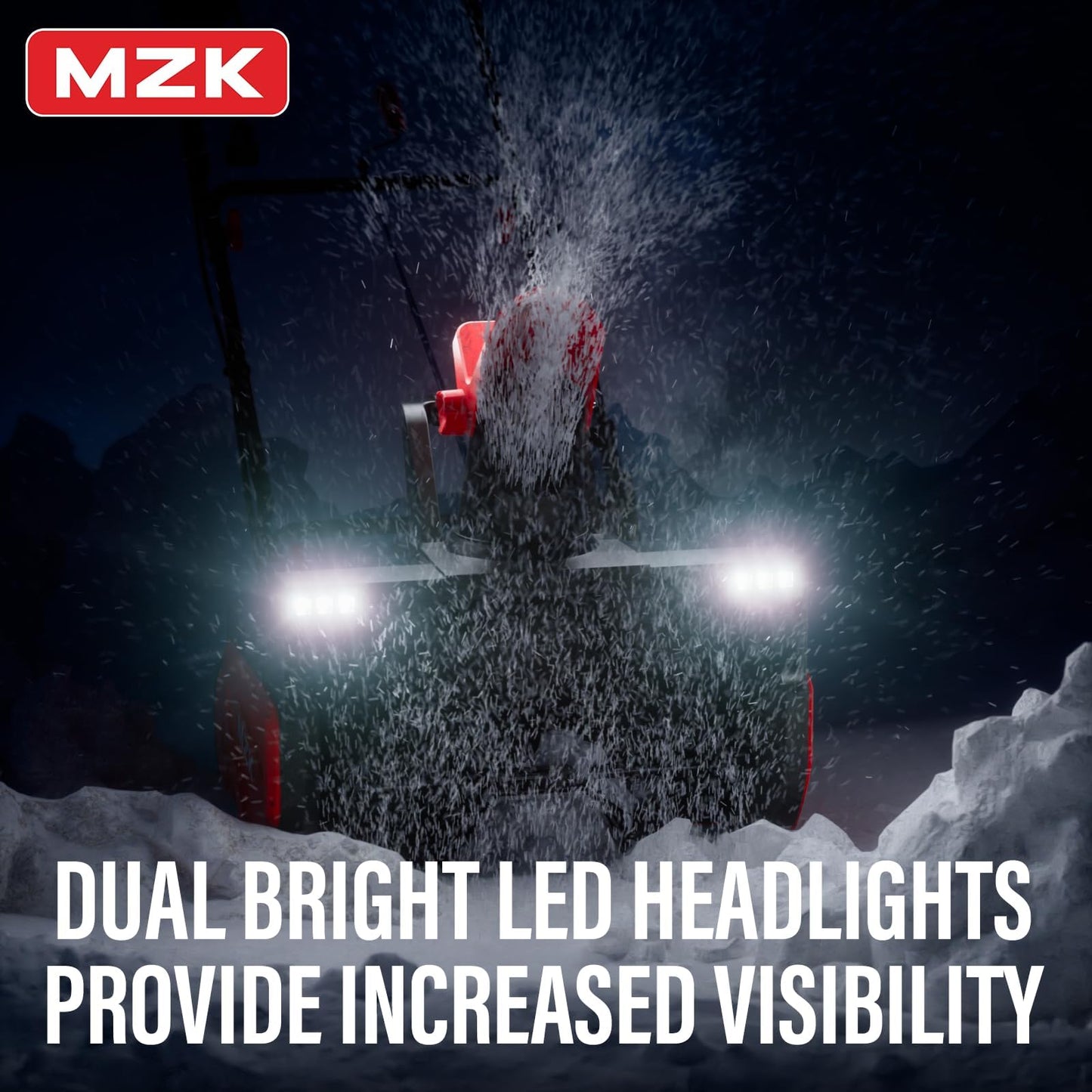 MZK 23-Inch Electric Walk-Behind Snow Blower - 15-Amp Motor, 30ft Throwing Distance, Directional Chute Control, Black