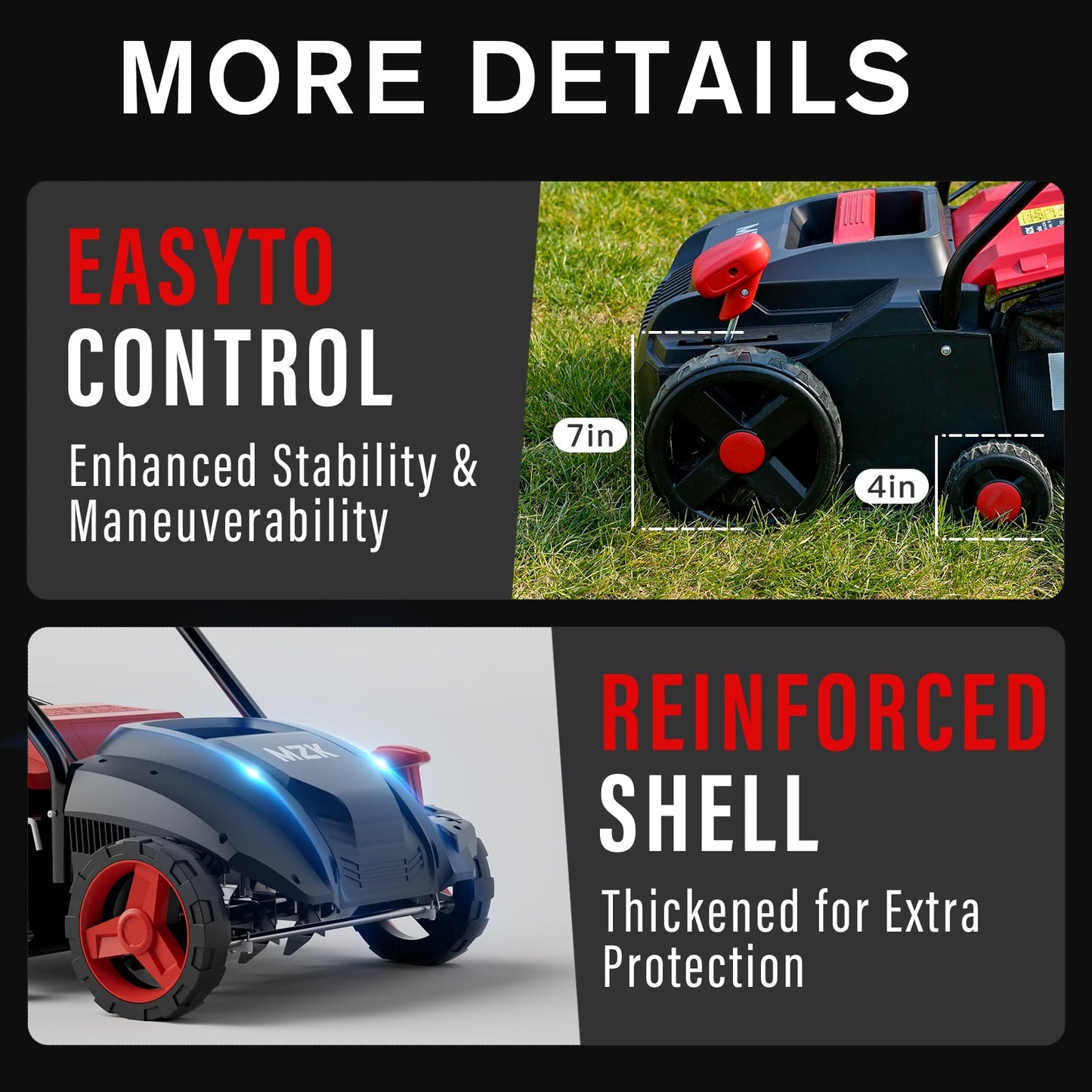 MZK 13-Inch 2-in-1 Electric Dethatcher and Scarifier with Removable 4-Position Height Adjustment and 8-Gallon Thatch Collection Bag for Optimal Lawn Health