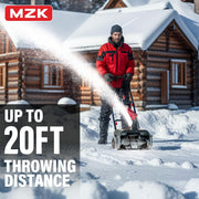 MZK 14.5-Inch Electric Walk-Behind Snow Blower with 20ft Throwing Distance and 13-Amp Motor, Black with Directional Chute Control