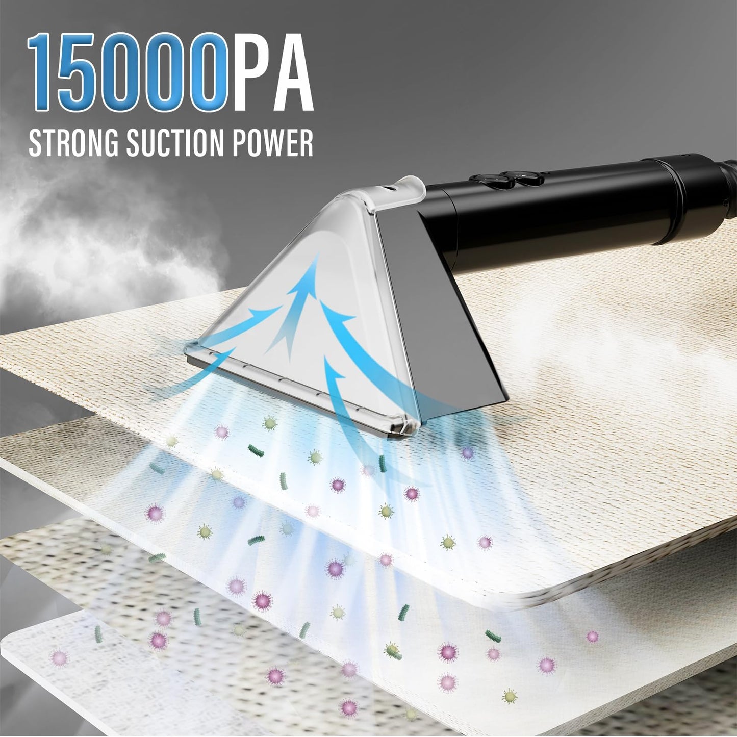 Starrybot Portable Carpet Cleaner Machine - 15Kpa Powerful Suction with Steam & Heating Technology, Versatile Tools for Pets, Couch, Car, Self-Cleaning Compact Spot Cleaner for Stairs, Furniture & Rugs