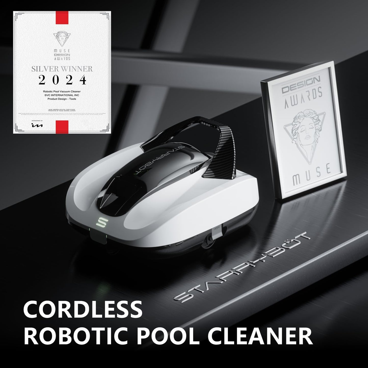 Starrybot Cordless Robotic Pool Cleaner - Self-Parking, 150Mins Runtime for Pools Up to 900 Sq.Ft, Perfect for Above-Ground Pools