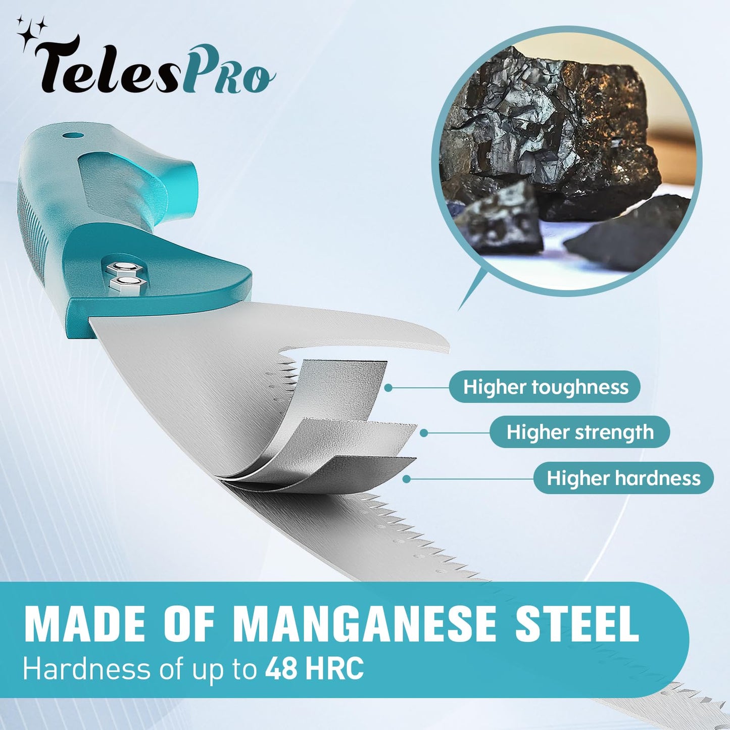 Telespro Telescoping Extension Pole with Pruning Saw for Effortless Tree Trimming 7-30FT