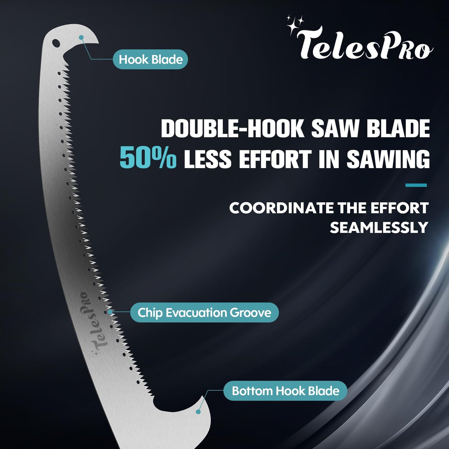 TelesPro 16-Inch Handheld Pruning Saw for Effortless Tree Trimming - Compatible with US Acme Thread Poles