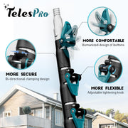 TelesPro Telescoping Extension Pole with Car Wash Brush and 3 Replaceable Heads 7-30FT