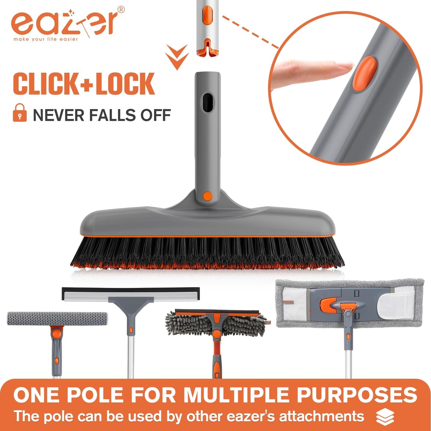 Eazer Grout Brush with Long Handle - 180° Rotation Tile Grout Cleaning Brush for Bathroom Tile Floors
