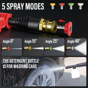 MZK Electric Pressure Washer 3.0 GPM with 360° Lockable Wheels, 4 Quick-Connect Nozzles & Foam Cannon for High-Pressure Cleaning of Cars, Fences, and Driveways