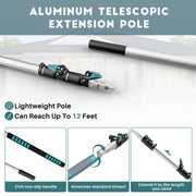 TelesPro 20 Foot High-Reach Duster Kit - 5-12FT Extendable Pole, Cobweb Duster, Chenille Ceiling Fan Duster, Microfiber Feather Duster for High Ceilings