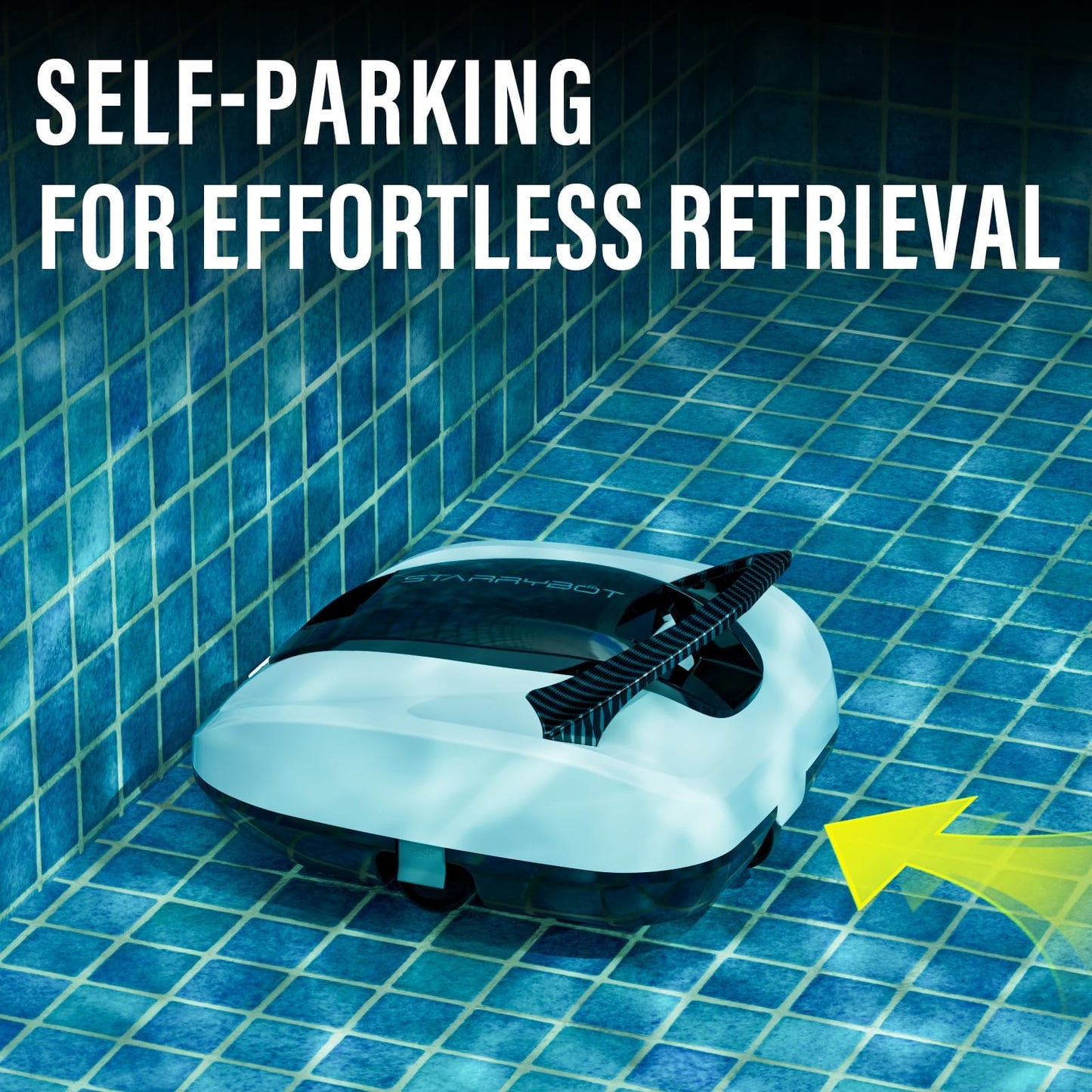 Starrybot Cordless Robotic Pool Cleaner - Self-Parking, 150Mins Runtime for Pools Up to 900 Sq.Ft, Perfect for Above-Ground Pools