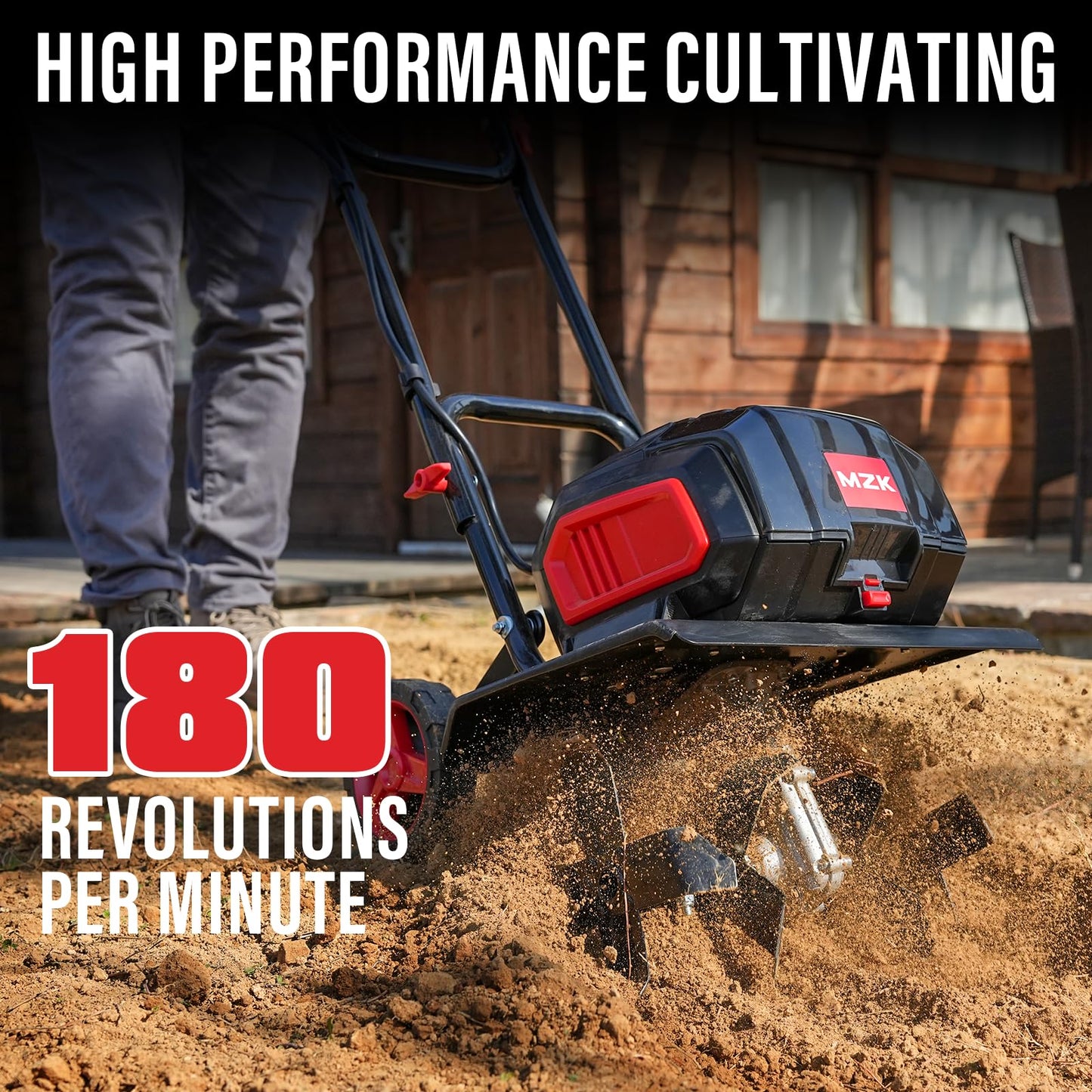 MZK 40V 12-Inch Cordless Garden Tiller - Battery Powered Rototiller for Lawn and Garden Cultivation (Includes 2 * 4.0Ah Batteries & Charger)