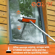 Eazer 46'' Professional Window Cleaner Tool - 2-in-1 Rotatable Squeegee with Adjustable Extension Pole for Effortless Window and Shower Cleaning