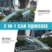 TelesPro Car Wash Brush Set - 3 Replaceable Heads (Soft Brush, Chenille Wipe, Squeegee) with Glove & 2 Microfiber Towels - Extension Pole Not Included