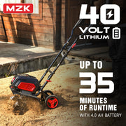 MZK 40V 12-Inch Cordless Garden Tiller - Battery Powered Rototiller for Lawn and Garden Cultivation (Includes 2 * 4.0Ah Batteries & Charger)