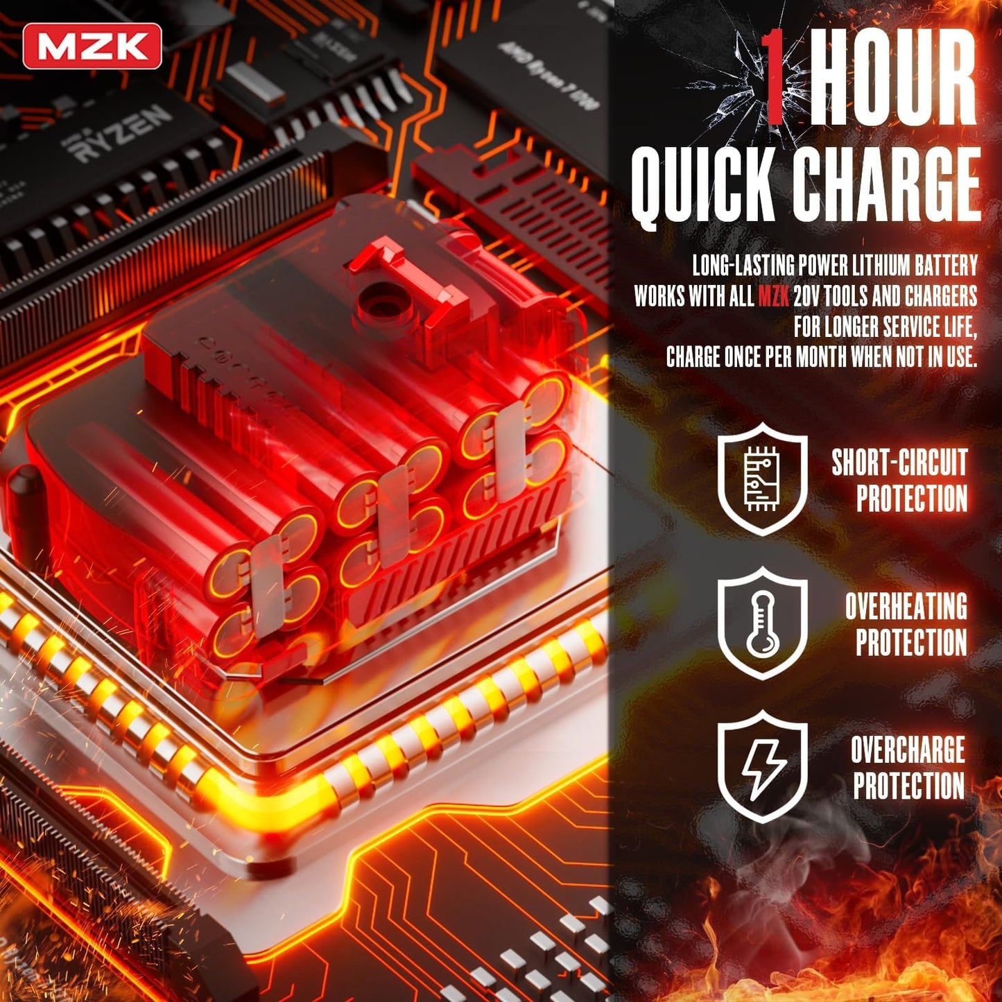 MZK 20V Battery Pack - 20V 4Ah High-Performance Power Solution