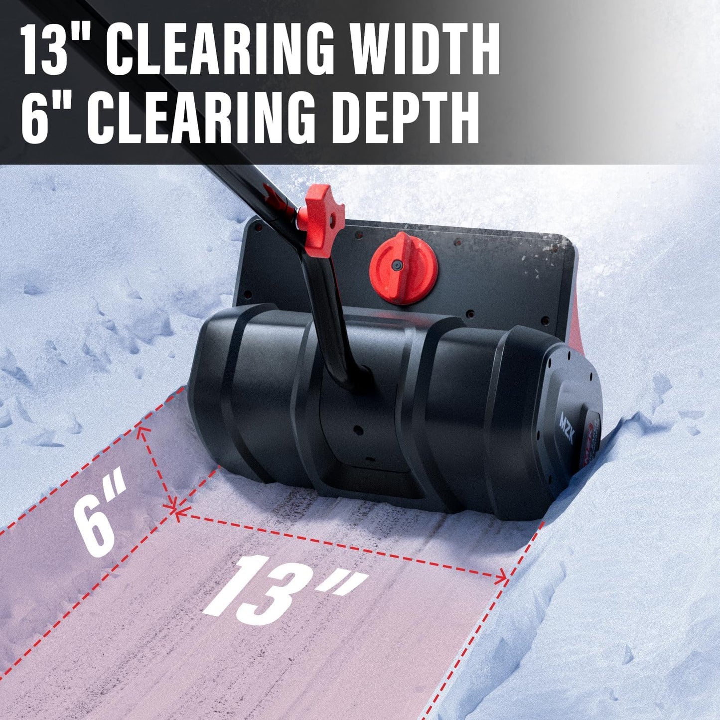 MZK Cordless Snow Shovel - 20V 14-Inch Battery Snow Blower with Directional Plate & Adjustable Front Handle, Includes 4.0Ah Li-ion Battery & Fast Charger