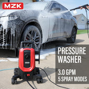 MZK Electric Pressure Washer 2600 Max PSI with Anti-Tipping, 4 Quick-Connect Nozzles & Foam Cannon for High-Pressure Cleaning