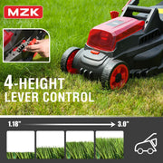 MZK 40V Cordless Electric Lawn Mower with 4-Position Height Adjustment, Lightweight 13" Battery-Powered Push Mower for Yard, Garden, and Farm – Includes 2x4AH Batteries and Charger (Model LM13B08)