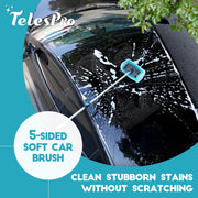 TelesPro Telescoping Extension Pole with Car Wash Brush and 3 Replaceable Heads 7-30FT